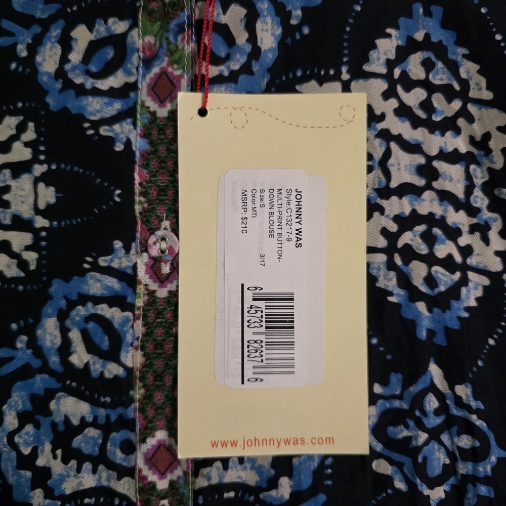 NWT Johnny Was Multi Print Button Down Blouse C13217-9 Size Small - Picture 4 of 13
